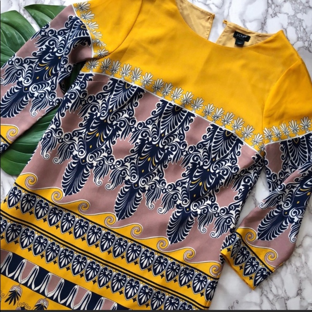 J Crew yellow and Blue shift dress 0 lined - Picture 4 of 5